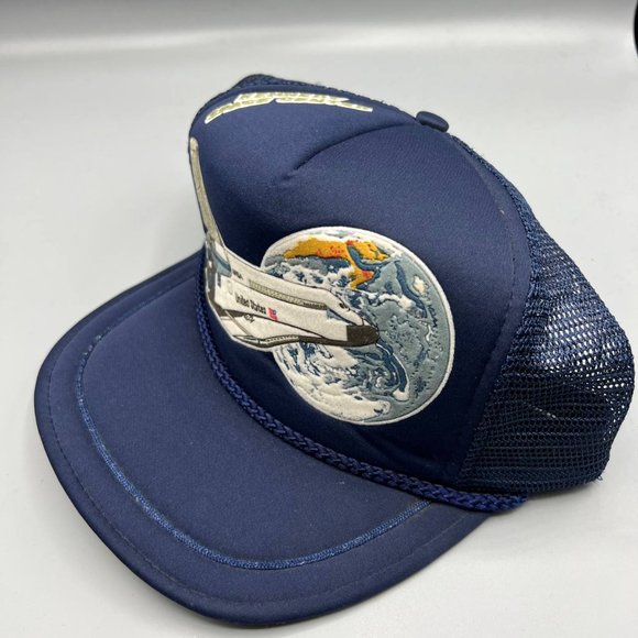 Kennedy Space Center NASA Trucker Hat USA Snap back Cap Navy Blue Men - Picture 2 of 8